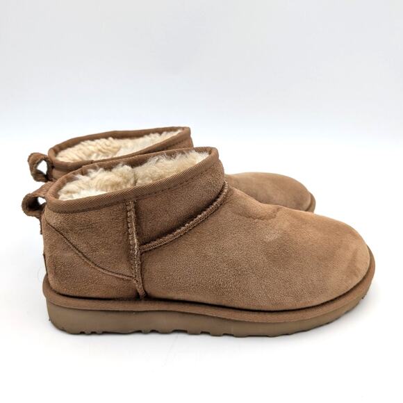 UGG Classic Ultra Mini Sheepskin Winter Boots Women's Chestnut Size US7 EU38 - Picture 3 of 13